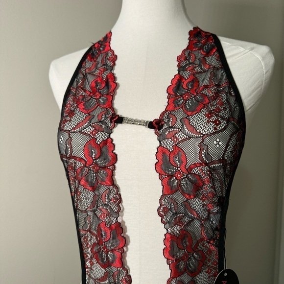 NWT AVIDLOVE CROTCHLESS STRAPPY  LACE LINGERIE TEDDY XL - Picture 4 of 6